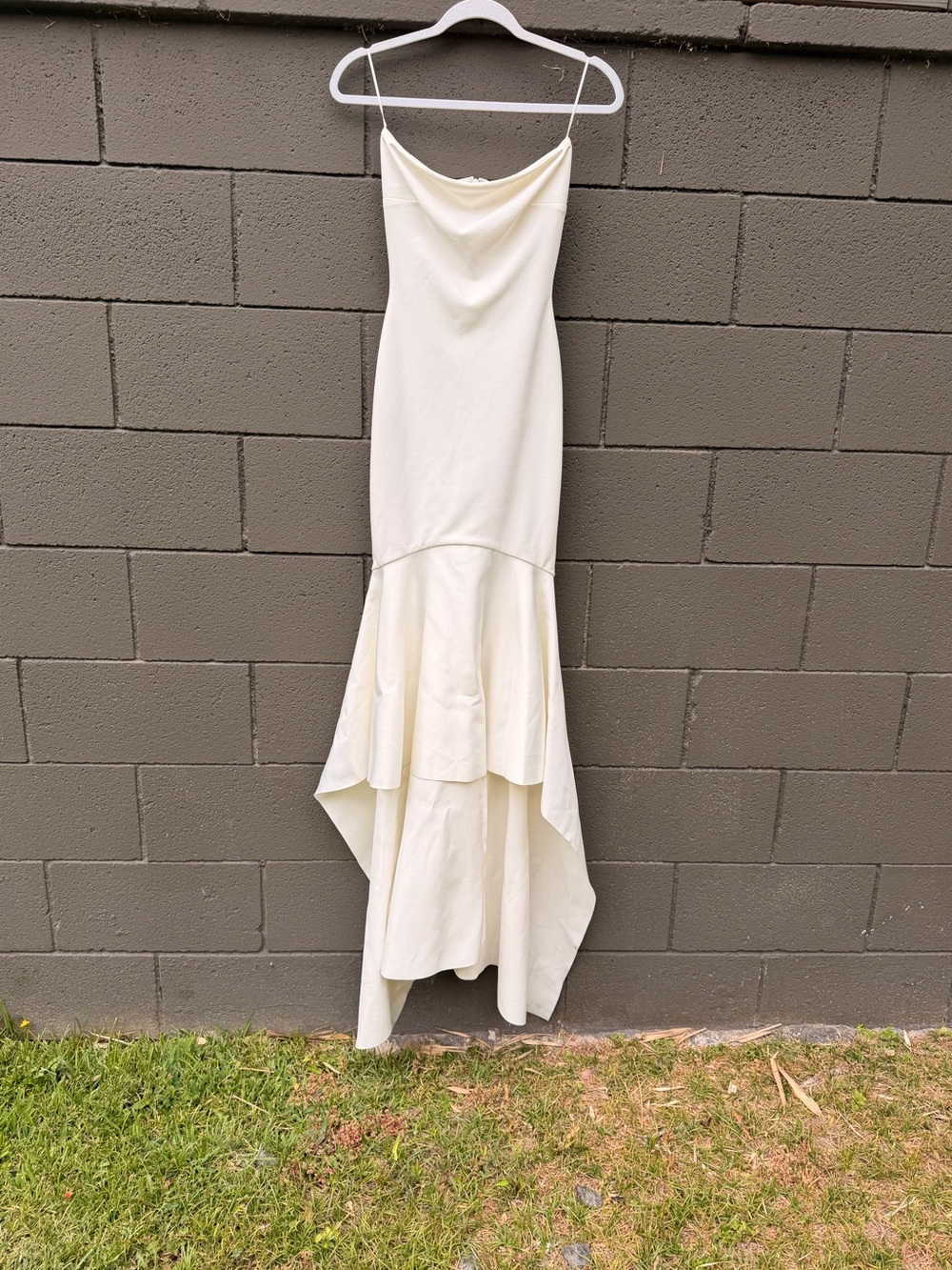 Solace London Cream High-Low Slip Dress